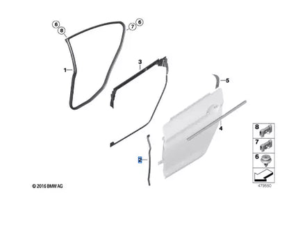 NEW BMW 6 GRAN COUPE F06 REAR DOOR JOINT B-PILLAR SEAL 51767275323 ORIGINAL