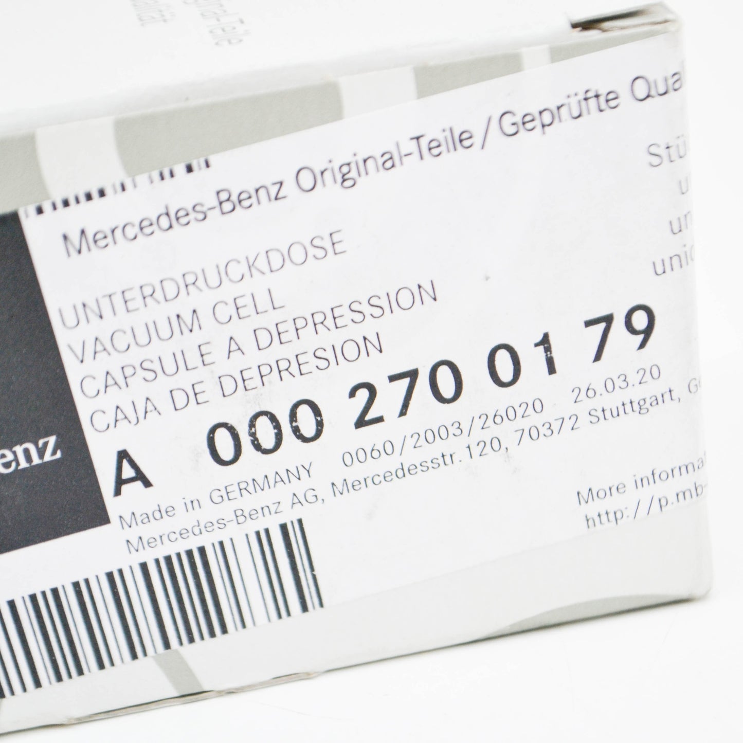 NEW MERCEDES-BENZ S W108 VACUUM BOX A0002700179 ORIGINAL