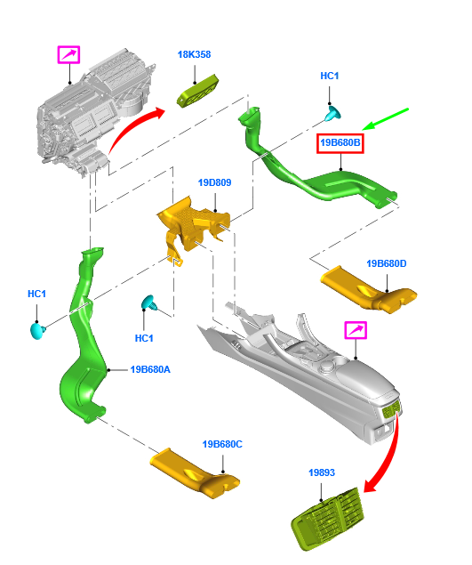 new ford mondeo mk5 heater right outlet duct lhd 1887137 ds73-f018b84-ca