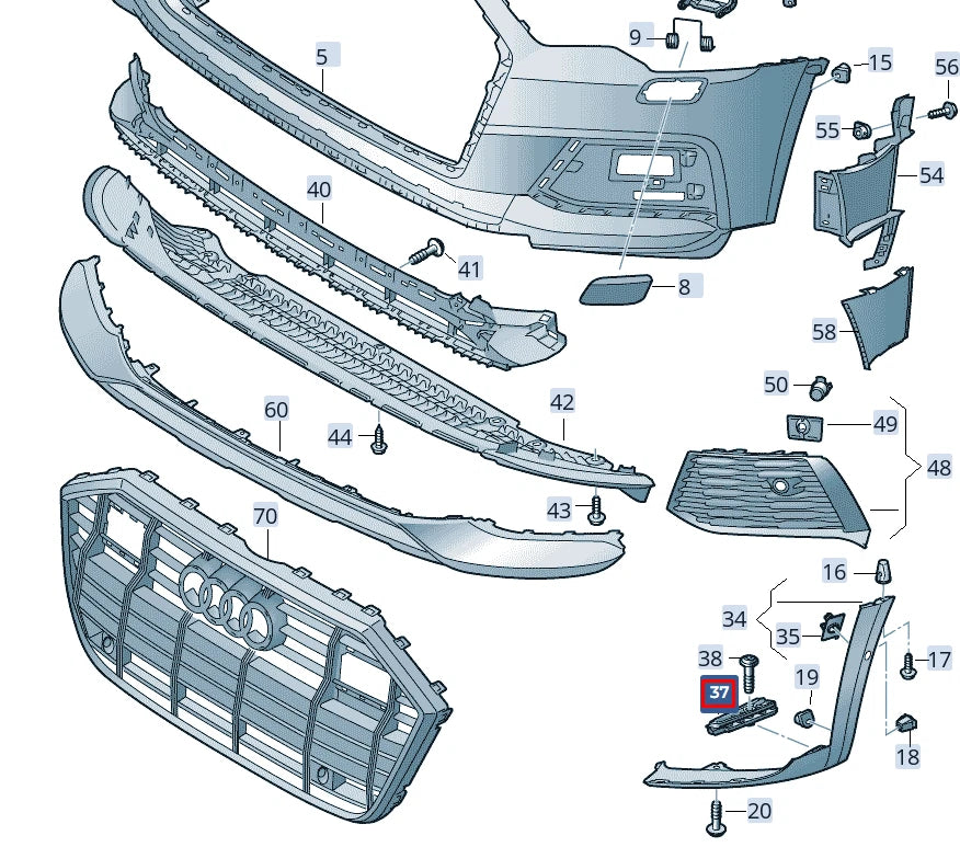 NEW AUDI A6 C8 RIGHT SECURING PLATE 4K0807624 ORIGINAL