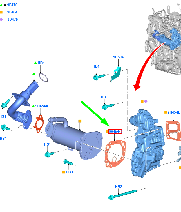 new ford transit mk4 egr cooler gasket gk2q-9h454-aa 2031026 original