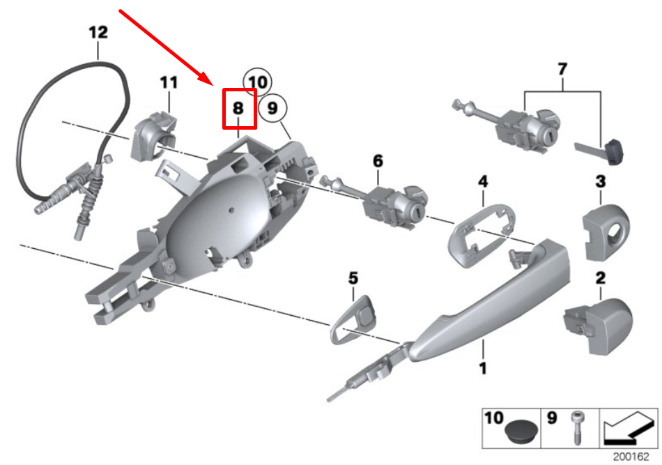 new bmw x1 e84 front left exterior door handle base 7199835 51227199835 original