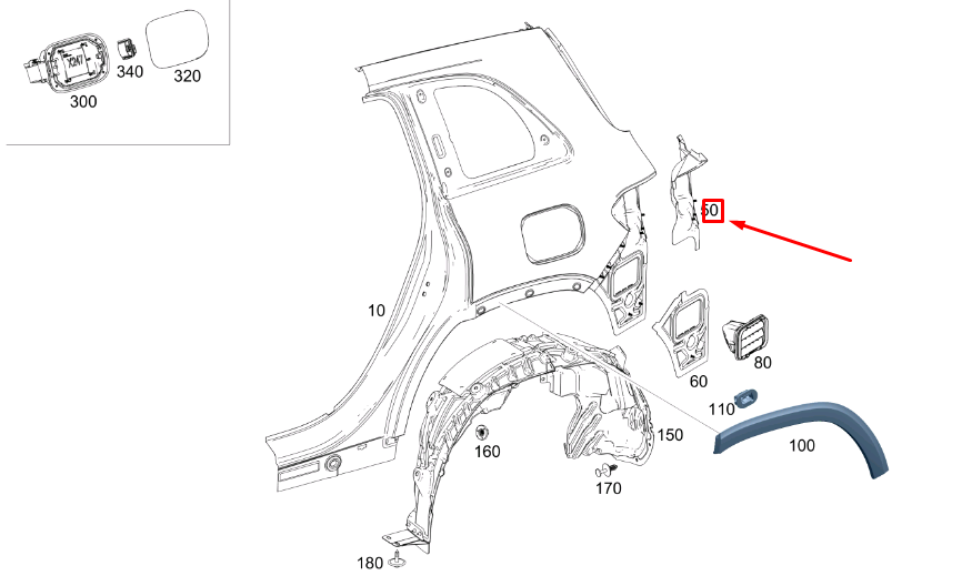 new mercedes-benz glb x247 rear left lamp mount a2476308502 original