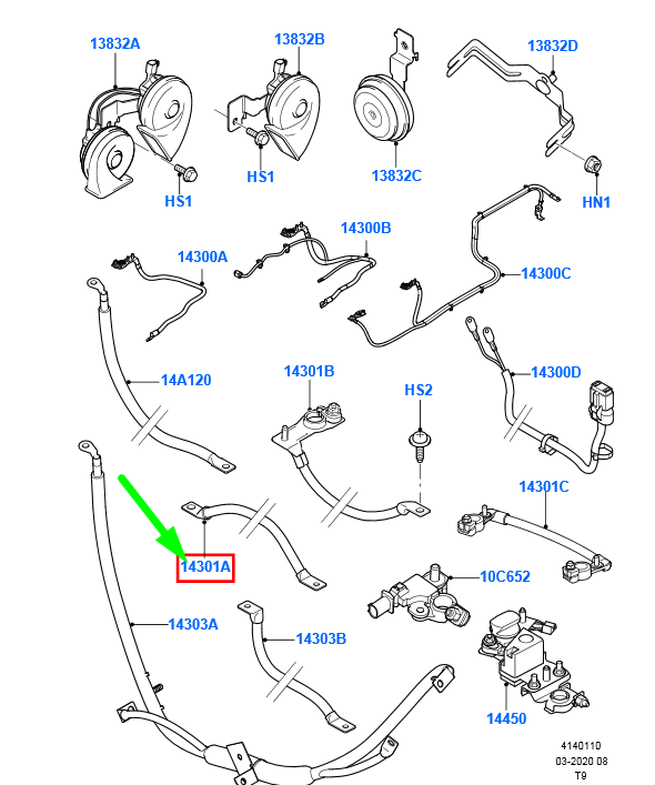 new ford transit mk3 battery to earth cable assy lhd 1752567 original