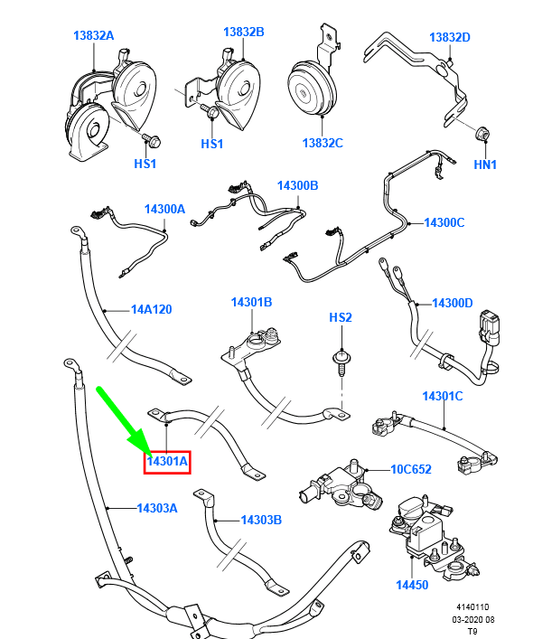 new ford transit mk3 battery to earth cable assy lhd 1752567 original