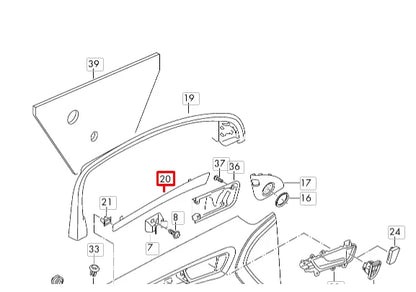 NEW AUDI Q5 8R REAR LEFT DOOR MOLDING 8R0867409F1NK ORIGINAL