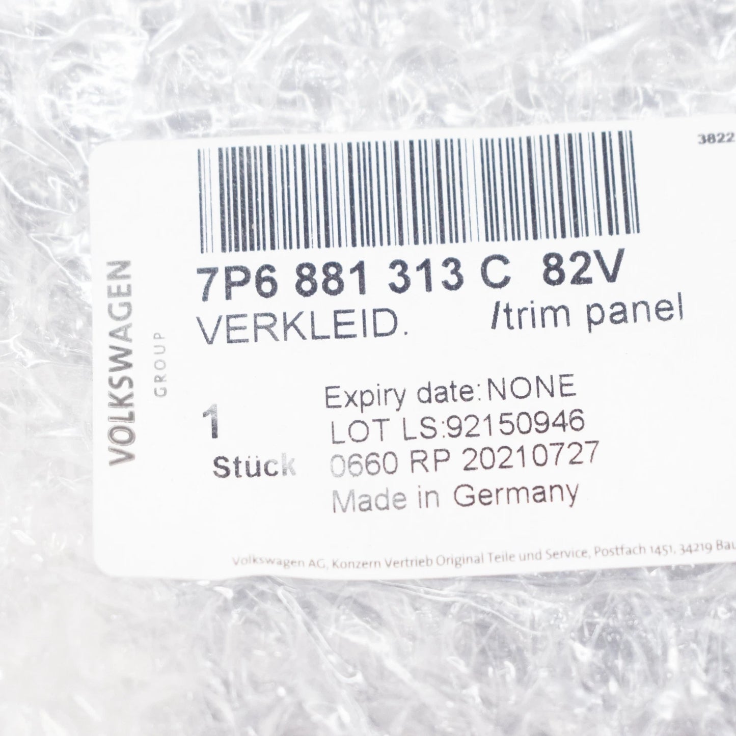 NEW VW TOUAREG 7P FRONT LEFT SEAT FRAME TRIM 7P6881313C82V ORIGINAL