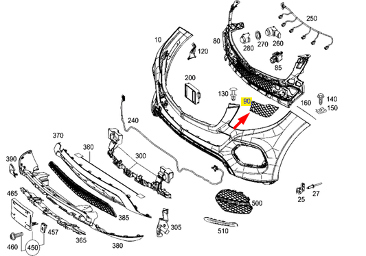 new mercedes-benz gle w166 front bumper left cover a1668850101 original