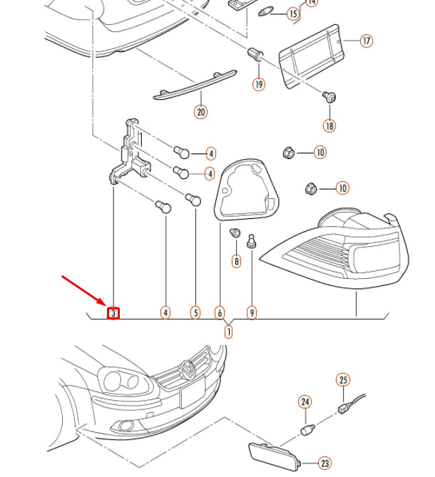 NEW VW GOLF VARIANT MK6 REAR RIGHT TAIL LIGHT BULB CARRIER 1K9945258