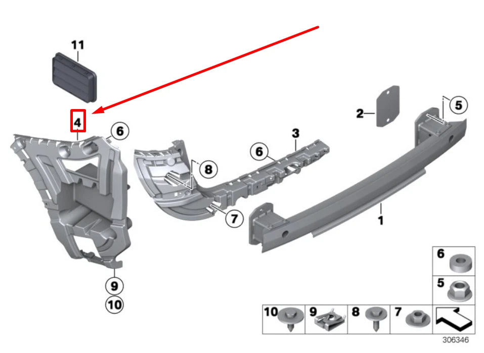 NEW BMW X3 F25 REAR RIGHT BUMPER BRACKET 7210078 51127210078 ORIGINAL