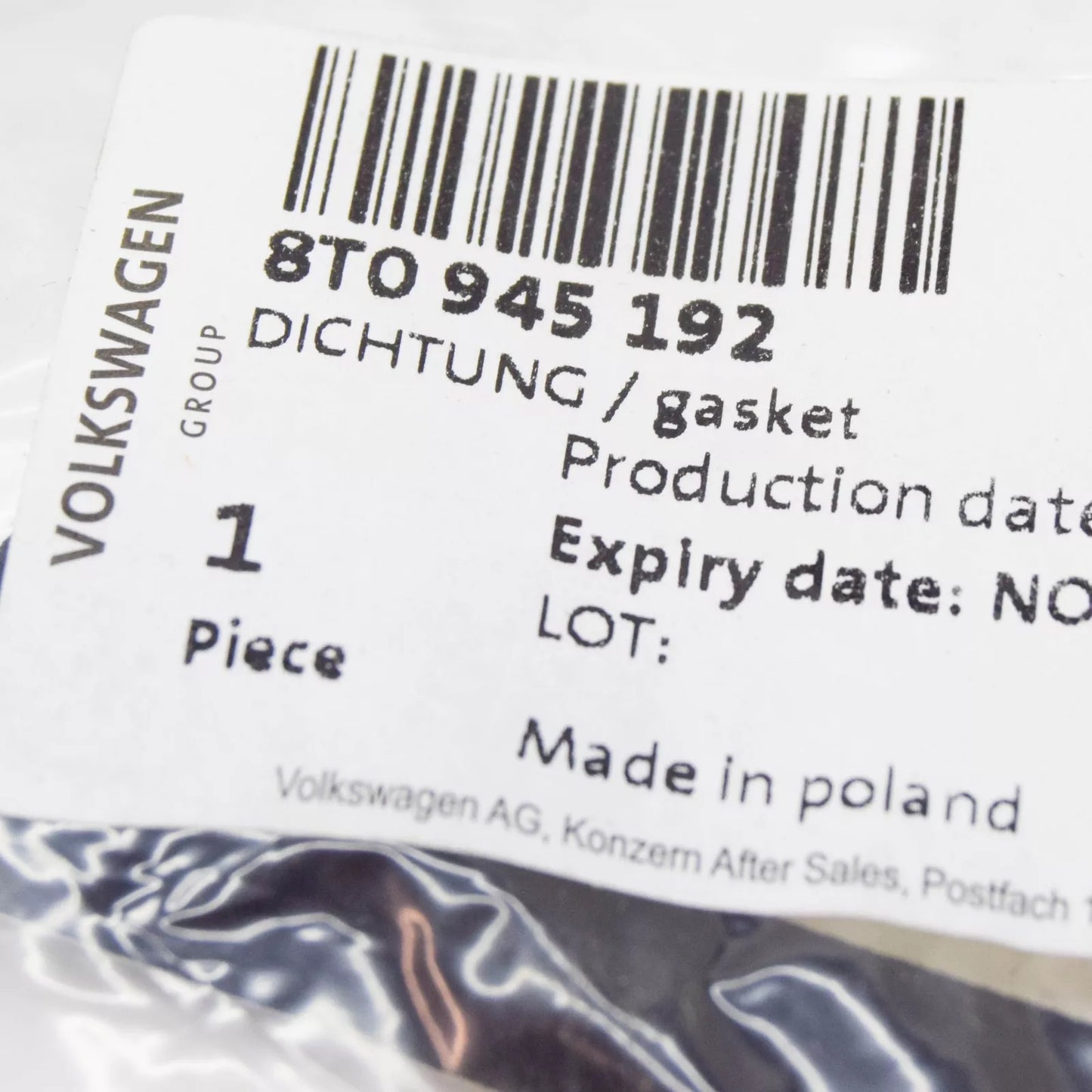 NEW AUDI A5 8T REAR RIGHT TAIL LIGHT GASKET 8T0945192 ORIGINAL