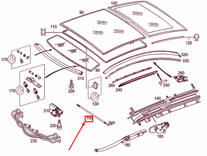 NEW MERCEDES-BENZ C CL203 ROOF ROLLER BLIND LEFT CABLE A2037800189 ORIGINAL