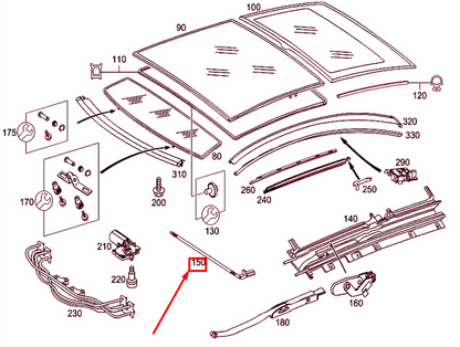 NEW MERCEDES-BENZ C CL203 ROOF ROLLER BLIND LEFT CABLE A2037800189 ORIGINAL