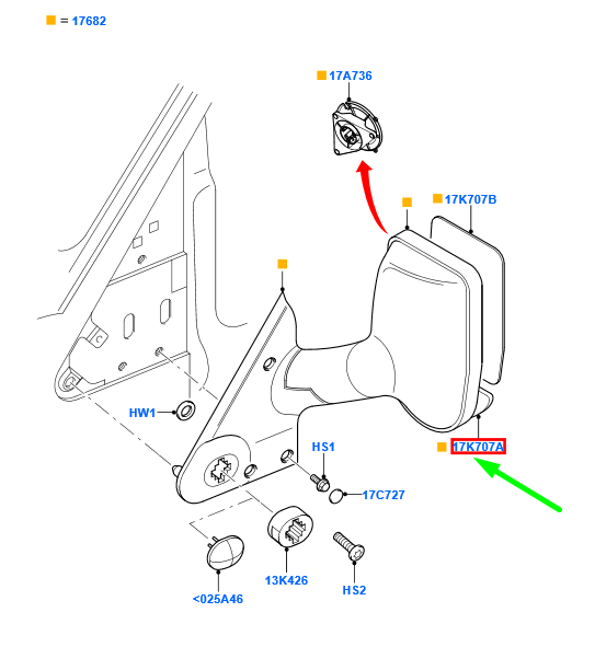 new ford transit mk3 front right door mirror lower glass 4458055 original