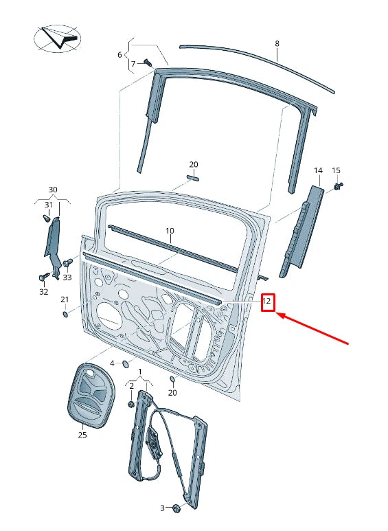 NEW VW TOURAN 5T FRONT RIGHT INNER WINDOW APERTURE SEAL 5TA8374805AP