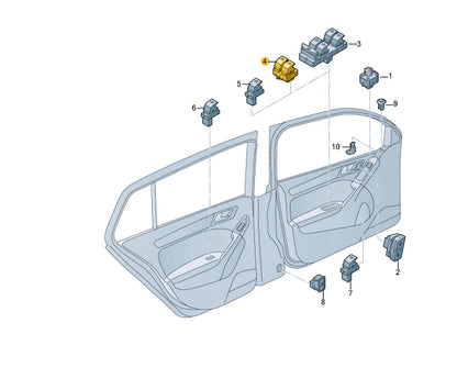 NEW VOLKSWAGEN GOLF MK7 FRONT LEFT DOOR WINDOW SWITCH LHD 5G0959858DWHS