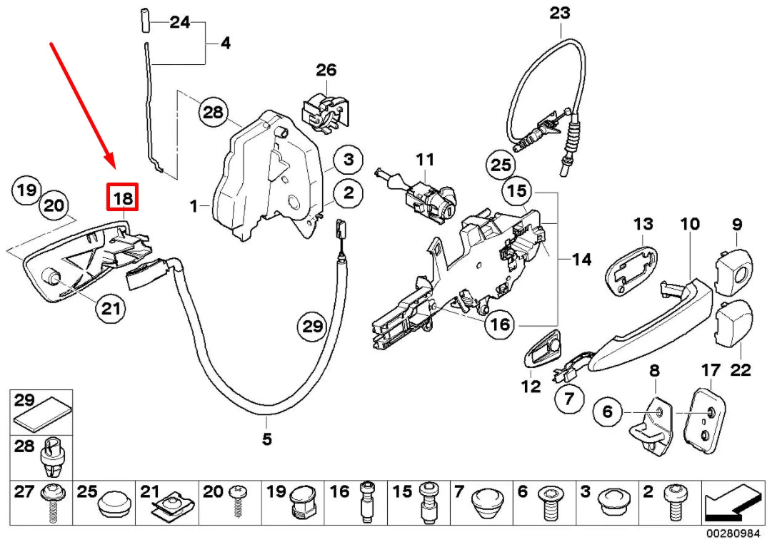 NEW BMW 3 E90 RIGHT FRONT INTERIOR OPENING HANDLE 51417144546 7144546 ORIGINAL