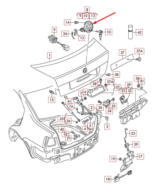 NEW VW PASSAT CC 357 BOOT LID RELEASE HANDLE BADGE 3C5827469KULM ORIGINAL