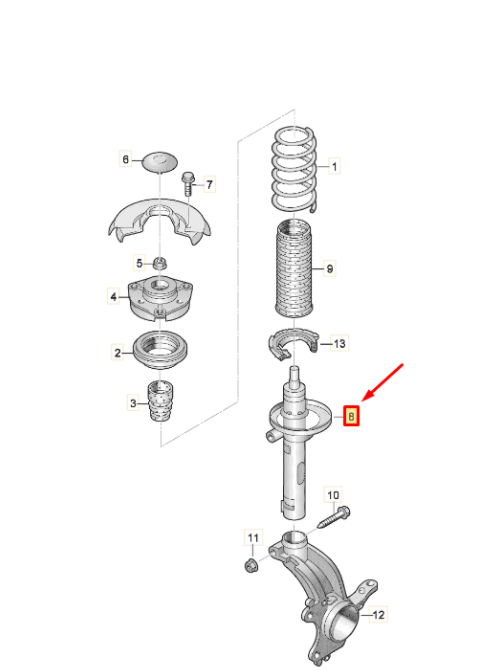 new audi a3 8v1, 8vk front right shock absorber 8v0413023 original