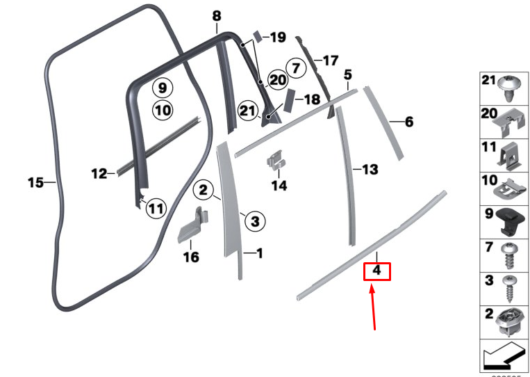 new bmw x3 f25 rear right outer door channel cover 51227317908 7317908 original