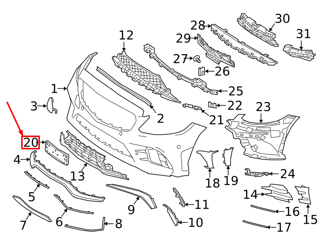 NEW MERCEDES-BENZ C W205 FRONT LICENSE PLATE BRACKET A2058853901 ORIGINAL