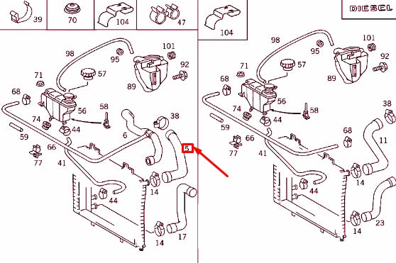 NEW MERCEDES-BENZ C W202 RADIATOR TOP HOSE A2025012482 ORIGINAL