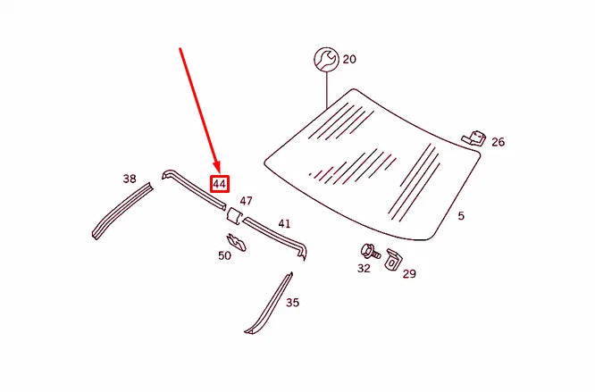 NEW MERCEDES-BENZ S W126 WINDSHIELD TOP RIGHT MOULDING A1266703822 ORIGINAL