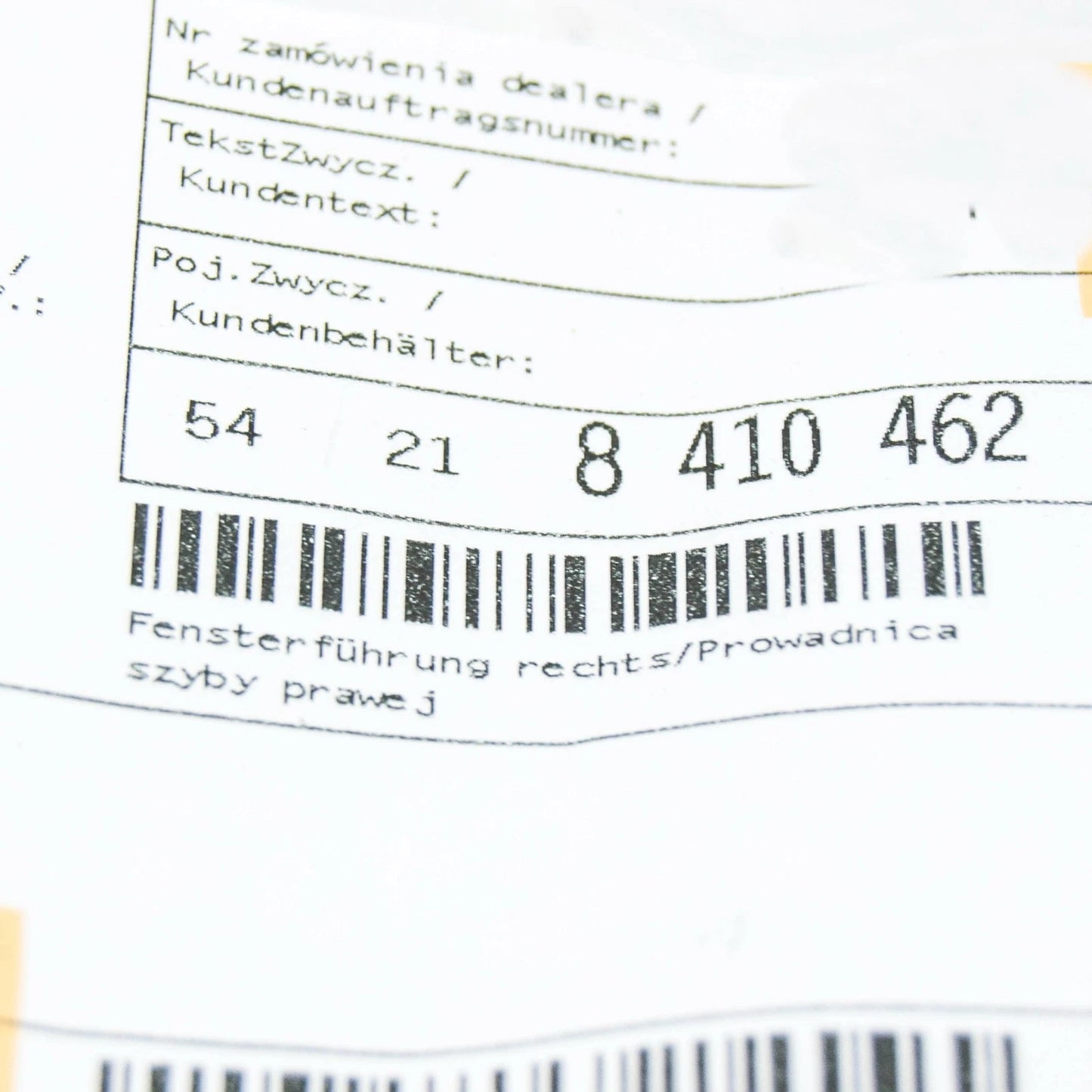 NEW BMW Z3 ROADSTER E36 HARDTOP RIGHT WINDOW GUIDE 54218410462 8410462 ORIGINAL