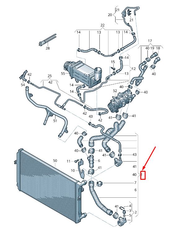 new vw golf sportsvan am engine coolant hose 5q0121049cm original