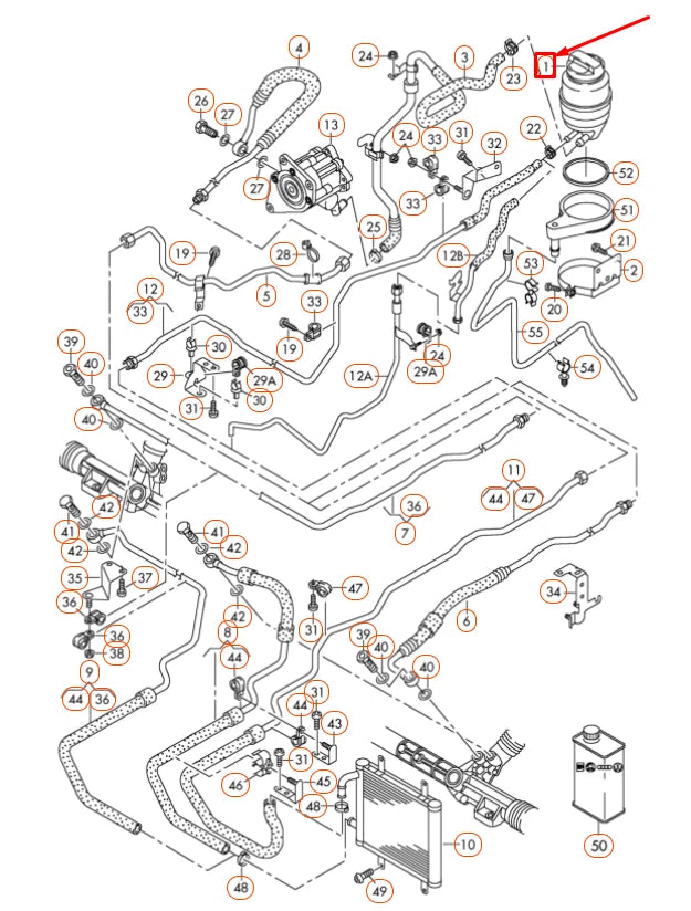 NEW AUDI R8 42 POWER STEERING RESERVOIR OIL CONTAINER 420422371B ORIGINAL