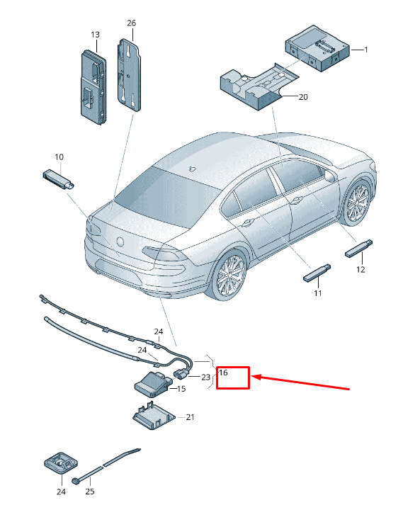 new vw passat b8 3g tailgate opening sensor line 3g0962239f original