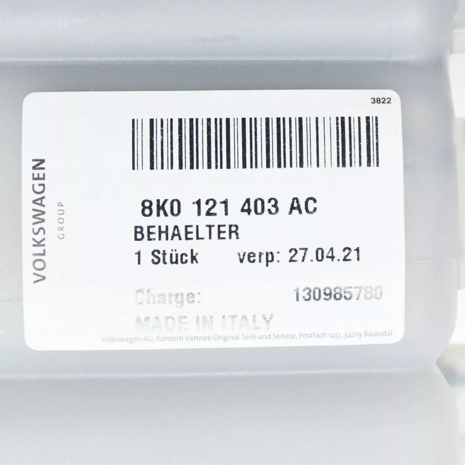 NEW AUDI A4 B8 ENGINE COOLANT RESERVOIR 8K0121403AC