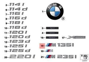 NEW BMW F20 F20N TRUNK LID M135I EMBLEM BADGE LOGO SIGN 8060253 51148060253