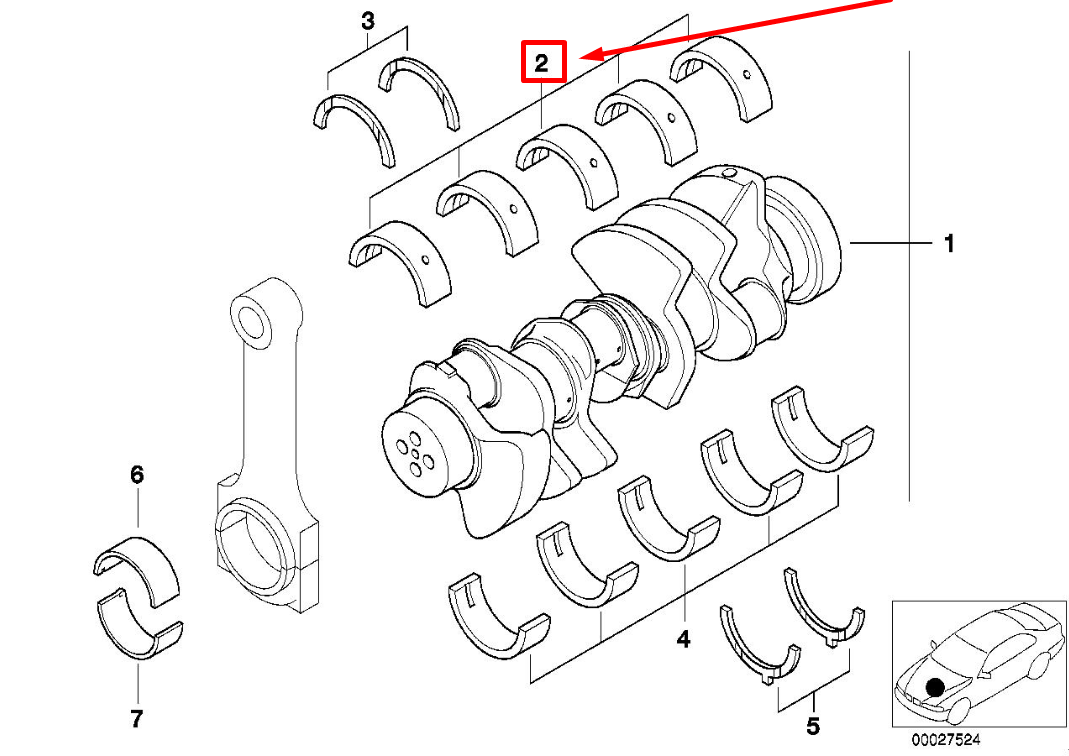 new bmw z8 e52 engine crankshaft bearing shell 11211725918 1725918 original