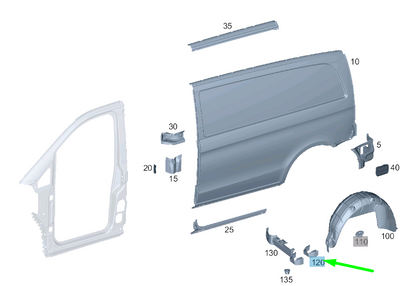 NEW MERCEDES-BENZ VITO W447 REAR SIDE PANELING COVER A63988900259051 ORIGINAL