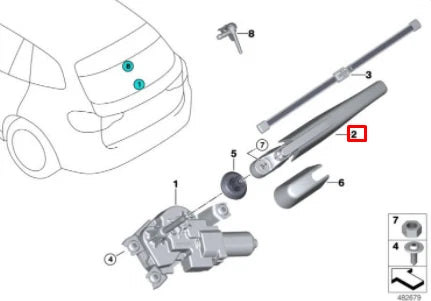 NEW BMW X7 G07 REAR TAILGATE WIPER ARM BLADE 61627474263 ORIGINAL