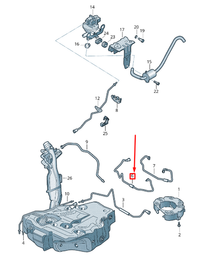 new vw eos 1f fuel tank breather line 1q0201160e original