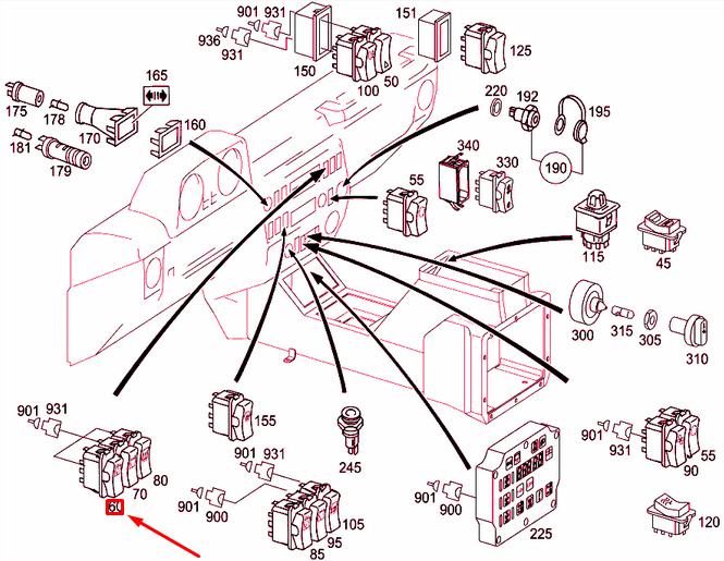 NEW MERCEDES-BENZ G W461 REAR WIPER WASHER SYSTEM SWITCH A4615450307 ORIGINAL