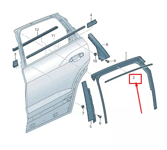 NEW AUDI E-TRON GE REAR RIGHT DOOR WINDOW GUIDE TRIM STRIP 4KE839644D
