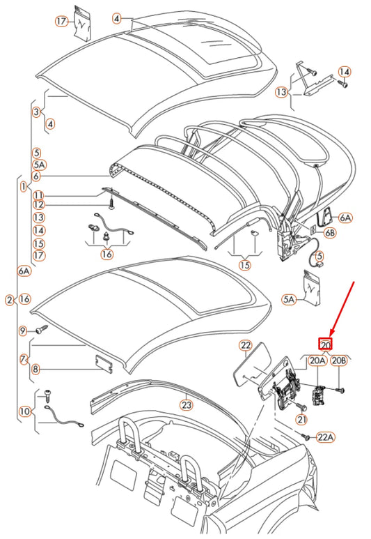 NEW AUDI TT 8J LEFT CONVERTIBLE ROOF LINKAGE PROTRUSION FLAP 8J7871991F ORIGINAL