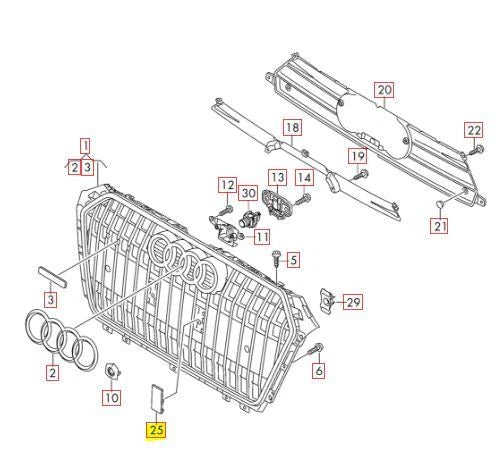 NEW AUDI A4 S4 FRONT LEFT COOLER GREY RADIATOR GRILLE TRIM 8W9807287MX3