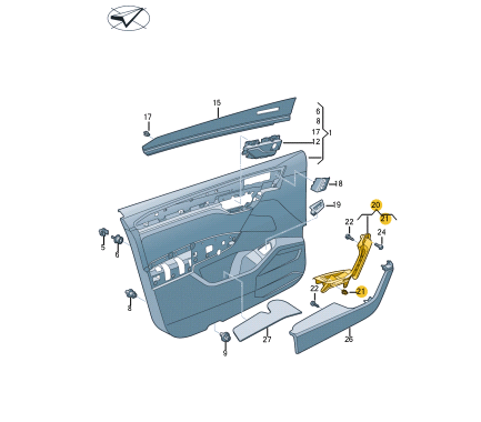 new vw touareg cr7 front right opening handle lhd 7618671803ep original