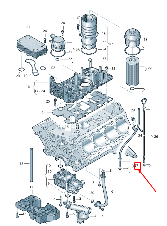 new audi q7 4l engine oil dipstick tube 057115630p original