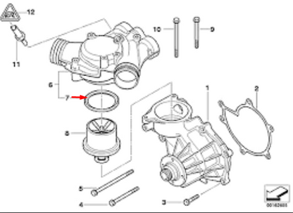 new bmw 5 e39 thermostat housing gasket ring 11531312287 original