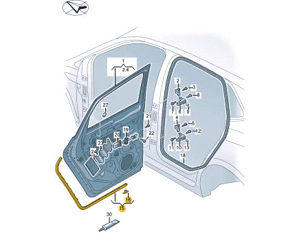 NEW VOLKSWAGEN POLO AW REAR LEFT DOOR SEALING RUBBER 2G6839699D ORIGINAL