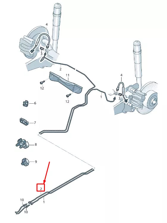 NEW AUDI TT FV BRAKE LINE FROM CONNECTING PIECE TO BRAKE HOSE 8S0614742J