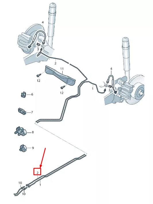NEW AUDI TT FV BRAKE LINE FROM CONNECTING PIECE TO BRAKE HOSE 8S0614742J