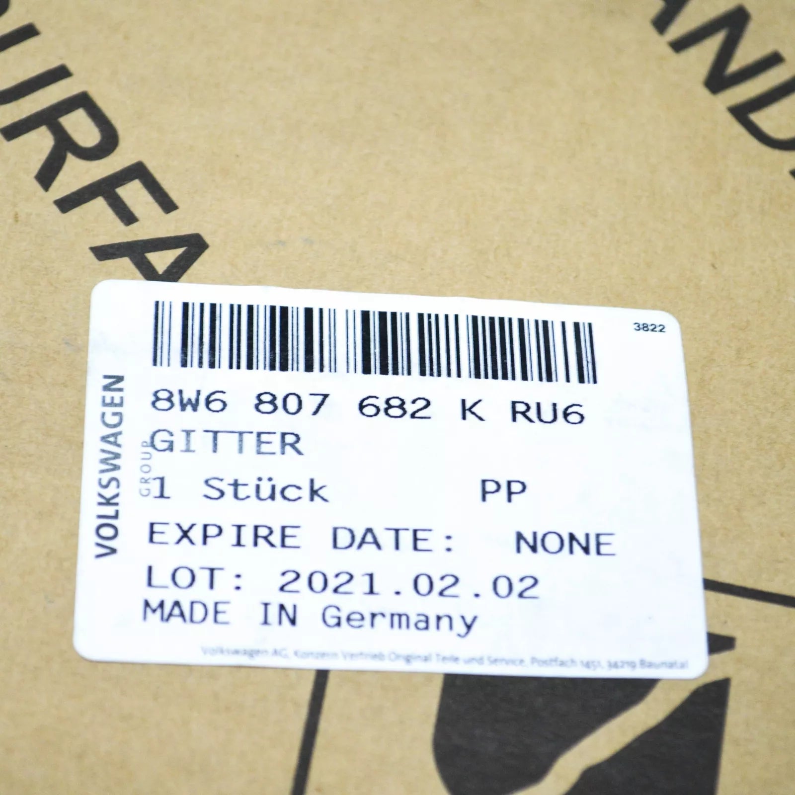 NEW AUDI A5 8W6 FRONT RIGHT AIR GUIDE GRILLE 8W6807682KRU6