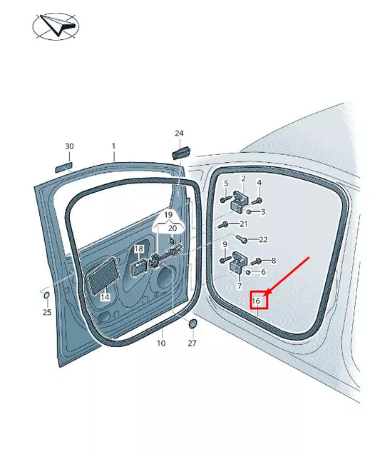 NEW VW SHARAN 7N FRONT LEFT INNER DOOR SEAL RUBBER 7N0867911C9B9 ORIGINAL