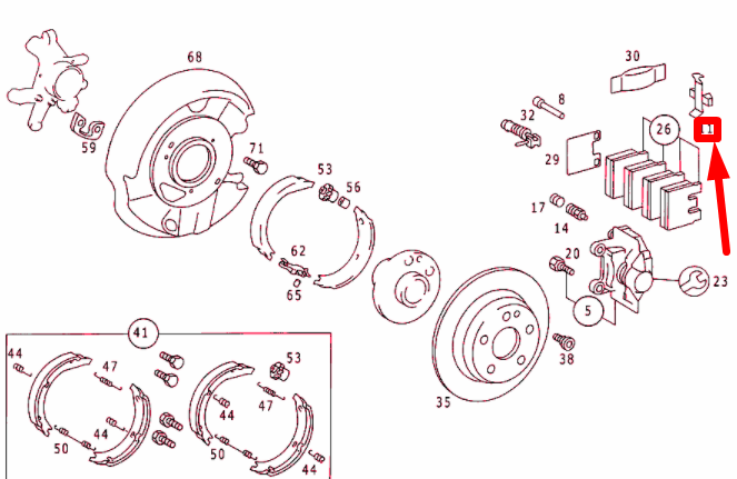 NEW MERCEDES-BENZ C W202 REAR BRAKE PAD ANTI-RATTLE SPRING A0004214091 ORIGINAL